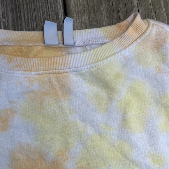 Z By Zella Womens Pullover Sweatshirt Yellow White Crop Tie Dye Crew Neck Medium - Picture 6 of 9